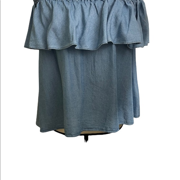 Rebecca Minkoff womens chambray off shoulder X-Small blouse/Top. - Picture 3 of 8